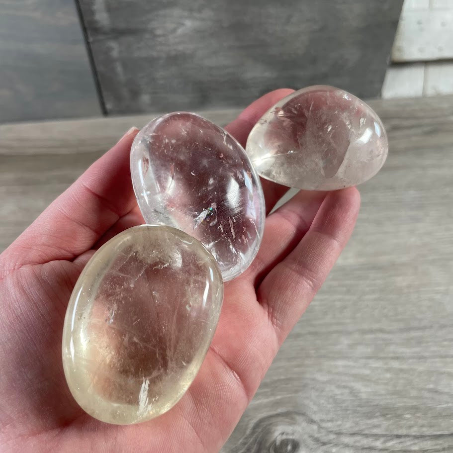 gemstone palm stones polished smooth bulk clear quartz