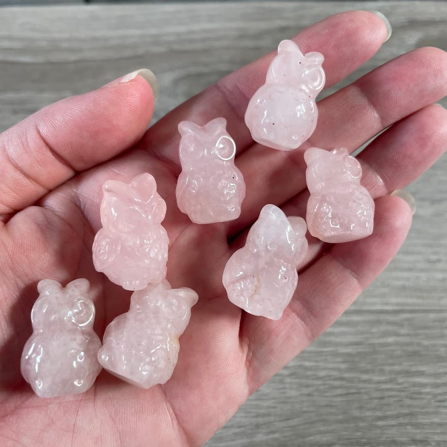 Small Gemstone Owl Figurine – Crystal Decor, Carved Stone Animal Statue, Mini Collectible