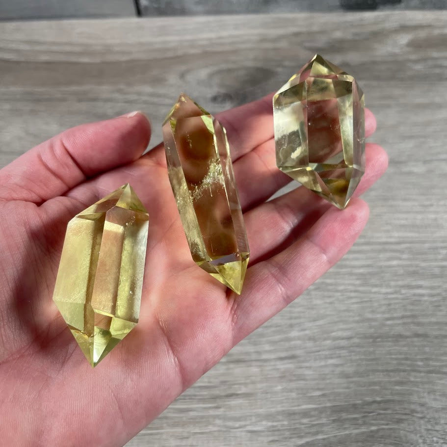 Double terminated lemon citrine crystal points wholesale
