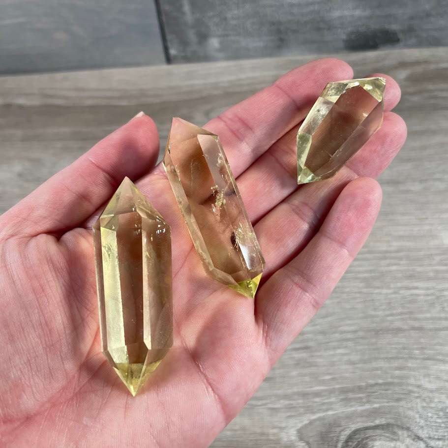Lemon citrine cut wands healing wands for reiki and chakra work