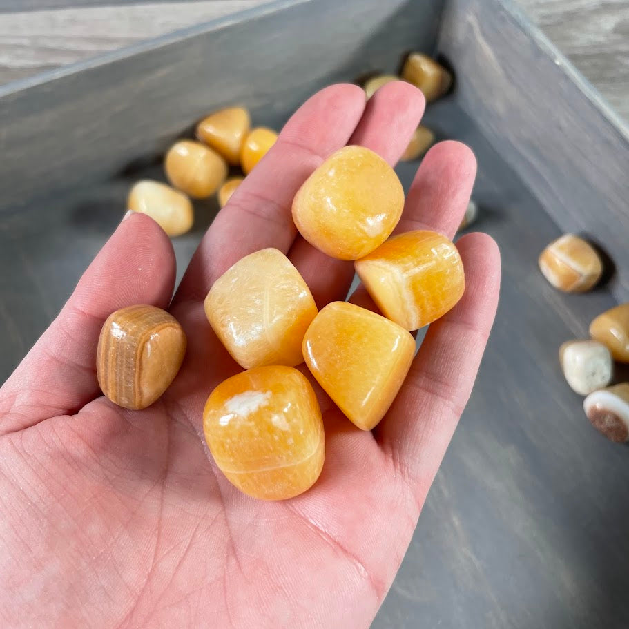 Wholesale 1 lb Orange Calcite tumbled stones for crystal shops