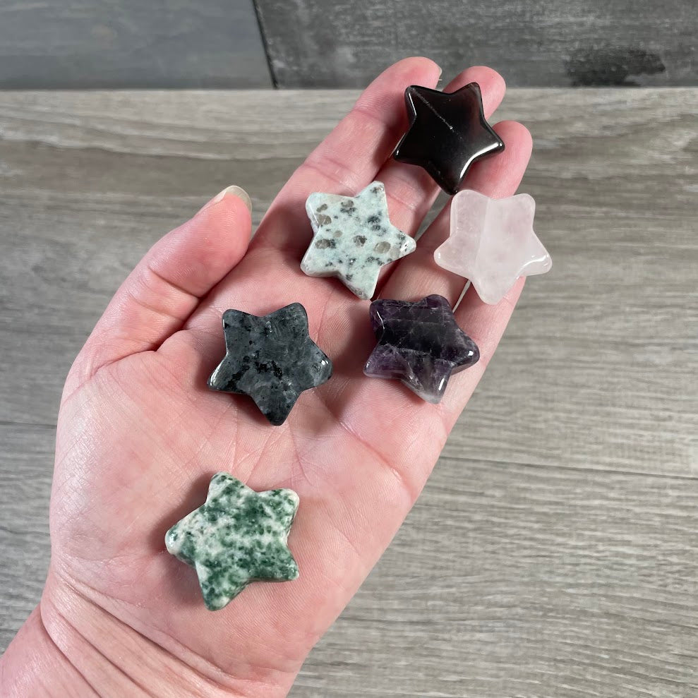 Star shaped crystals in assorted gemstones
