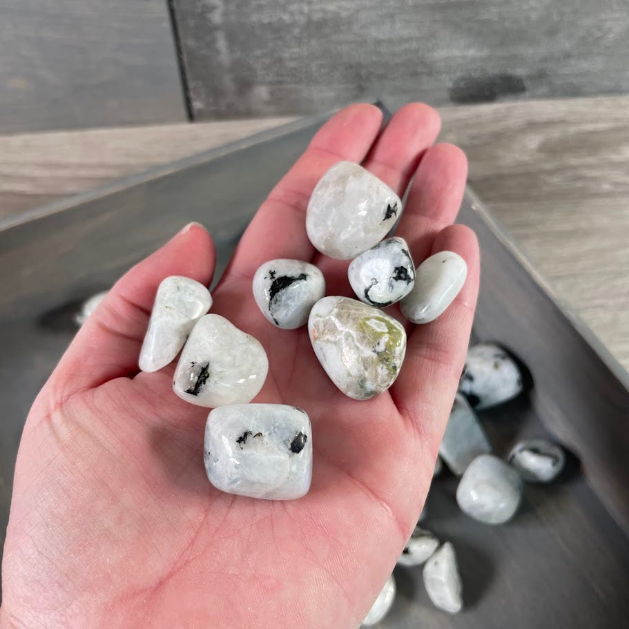 natural rainbow moonstone tumbled stones lot