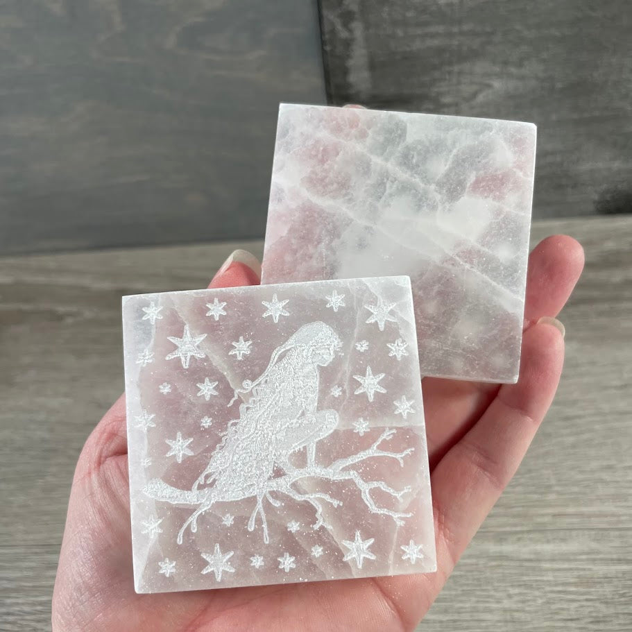 Selenite Laser Engraved Charging Plates