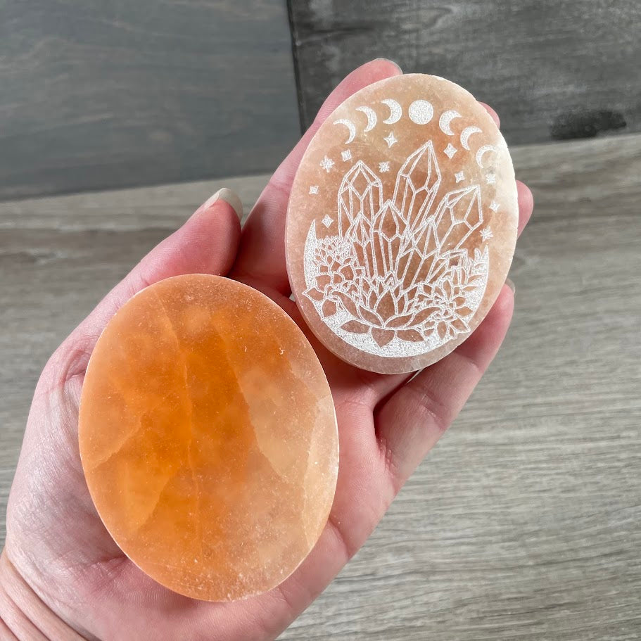 Selenite Laser Engraved Charging Plates