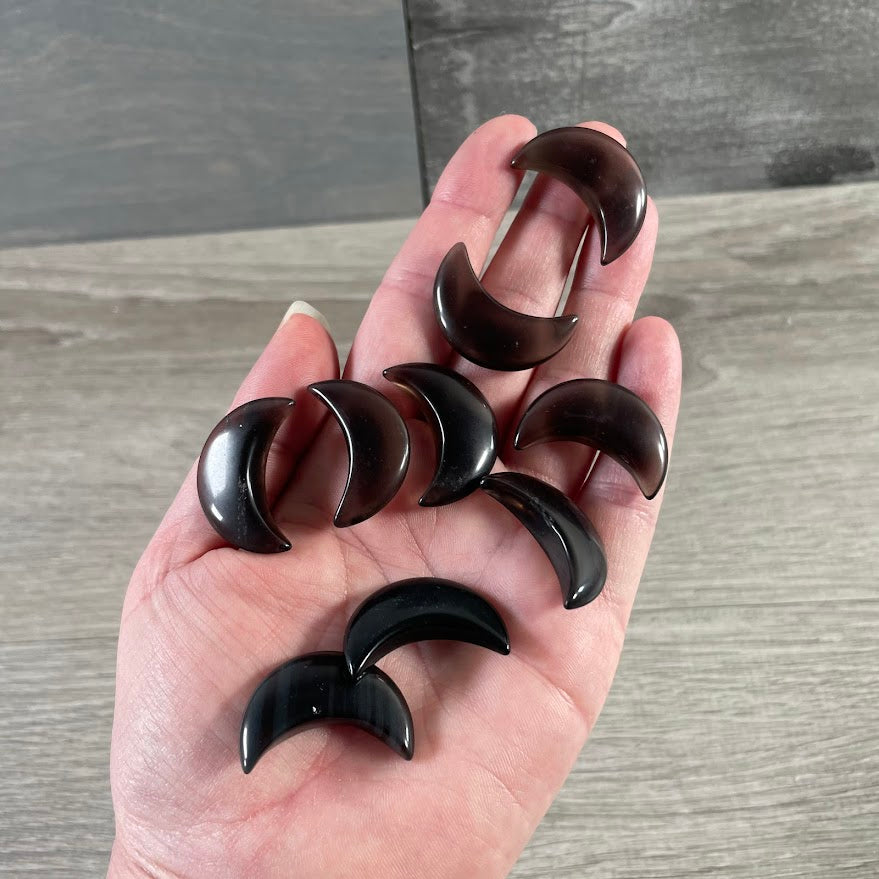 Assorted Gemstone Moons – 1 Inch Crescent Moon Carvings