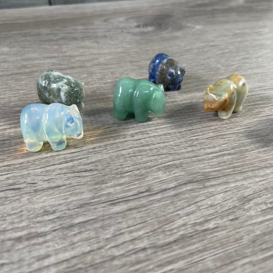Bear Figurine Small Carved Gemstone – Crystal Animal Totem