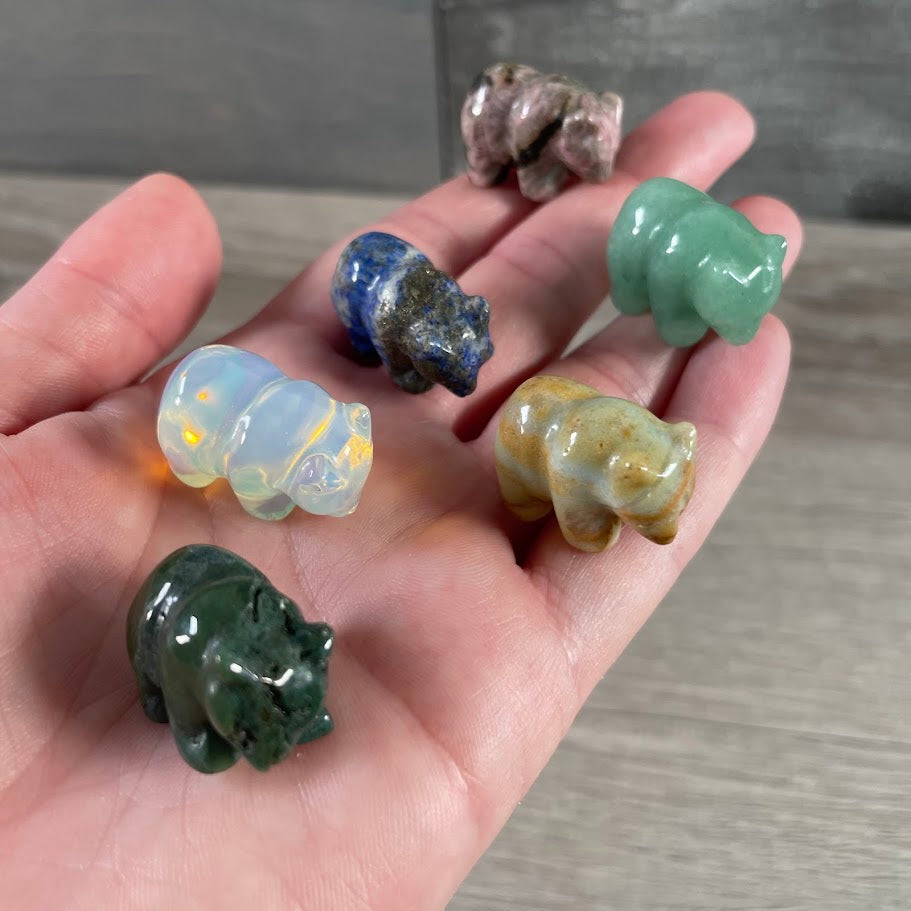 small carved gemstone bear figurine wholesale