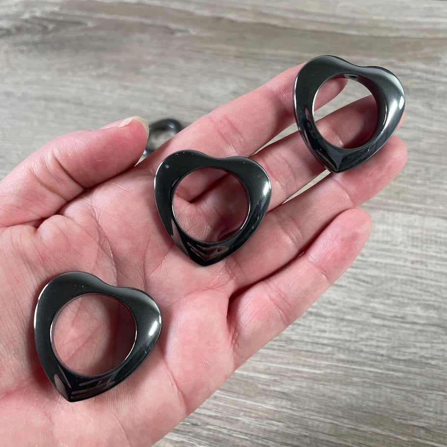 Hematite donut bead heart shape for rock shops