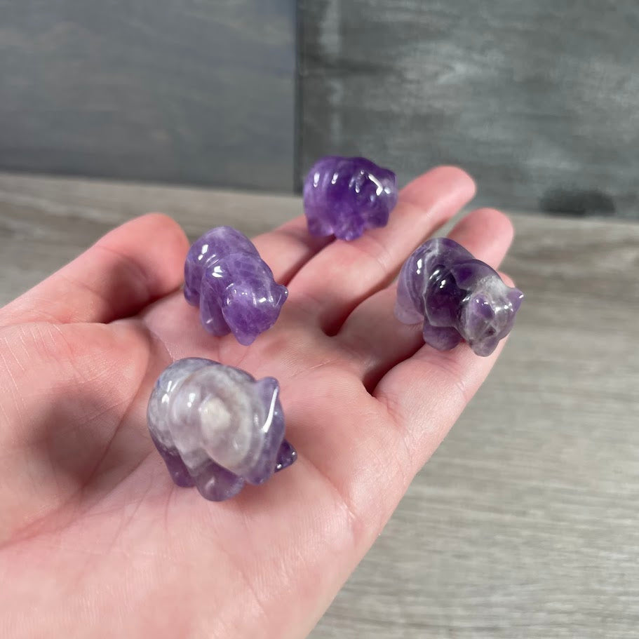 amethyst crystal animal totem bear carving