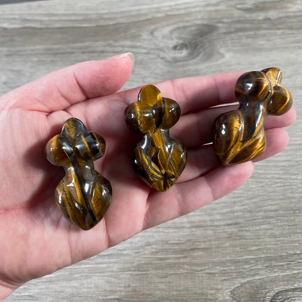 Tiger Eye natural stone goddess figurines for altar décor, spiritual gifts, and crystal retail shops