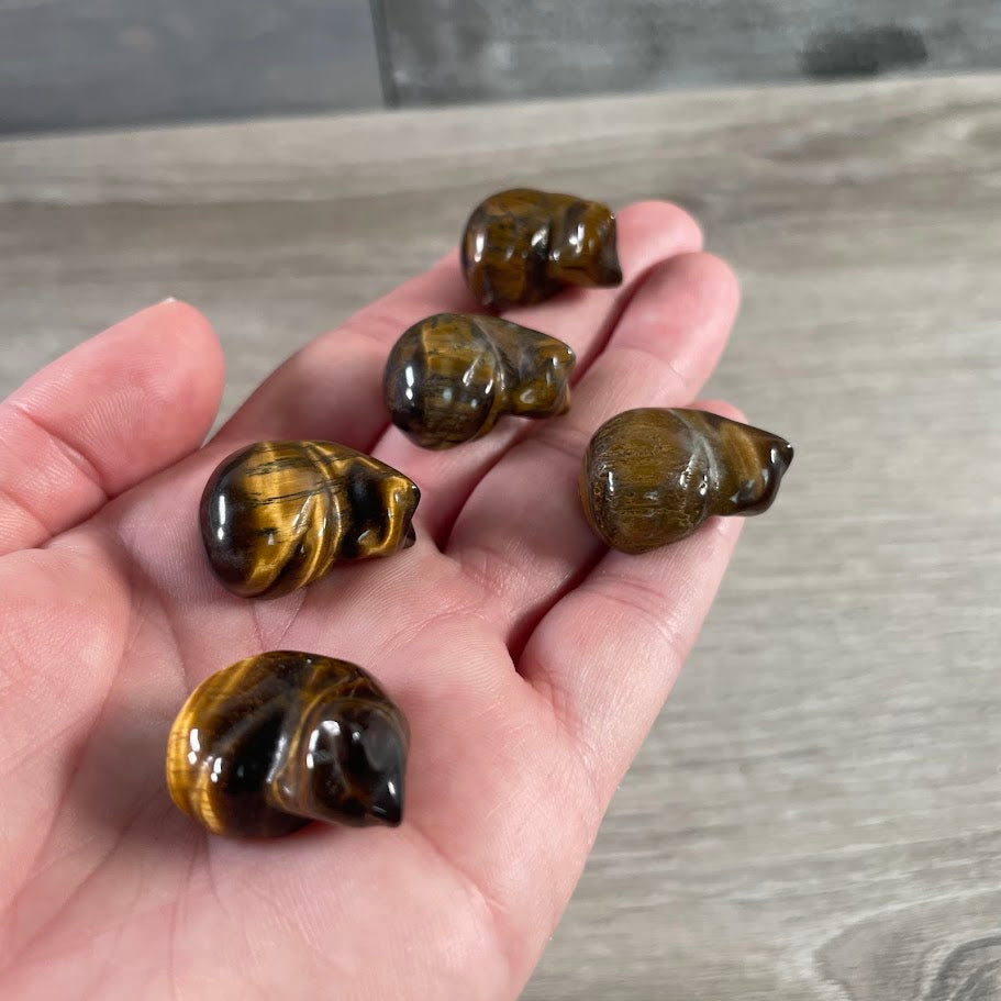 tiger eye cat figurine small gemstone charms for bulk buyers