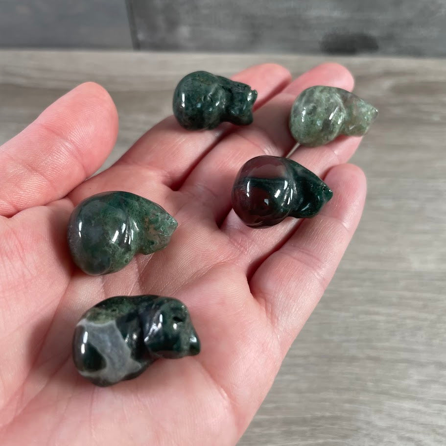 Moss agate small crystal cat wholesale