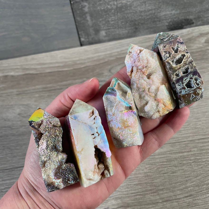 Angel Aura Drusy Sphalerite Obelisk Tower – Crystal Decor