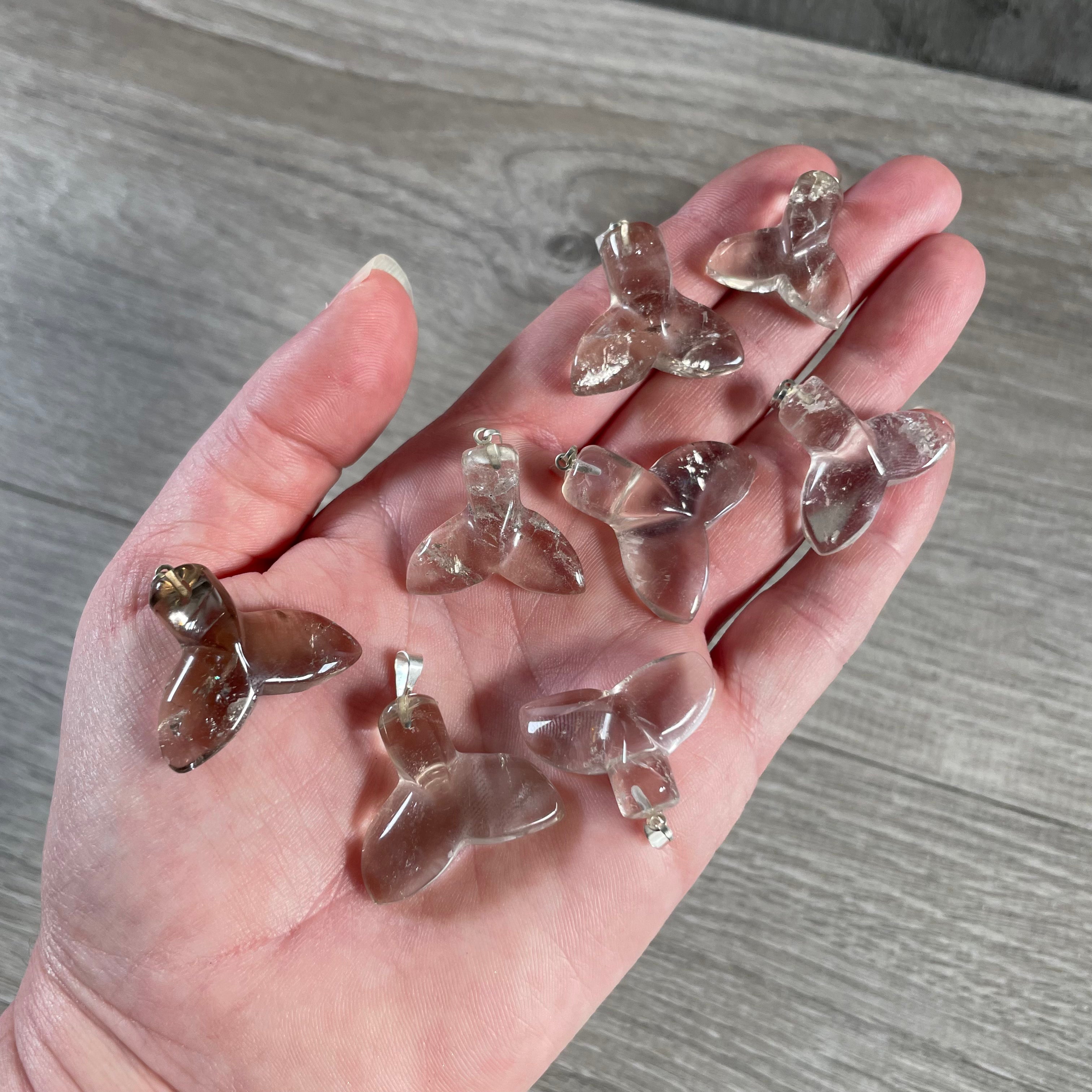 Smoky quartz carved gemstone ocean tail charms for resale