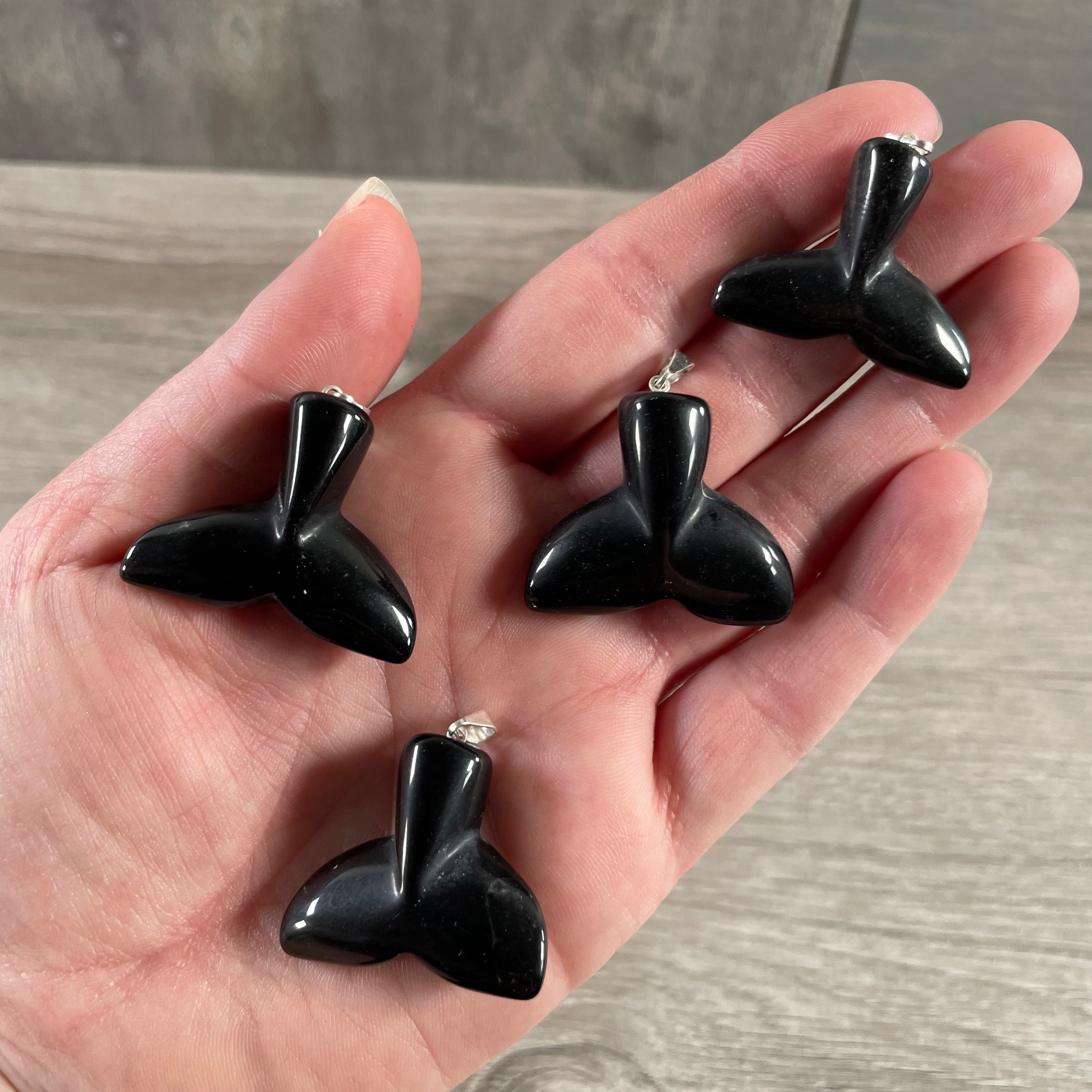 Obsidian whale pendant for gift shops