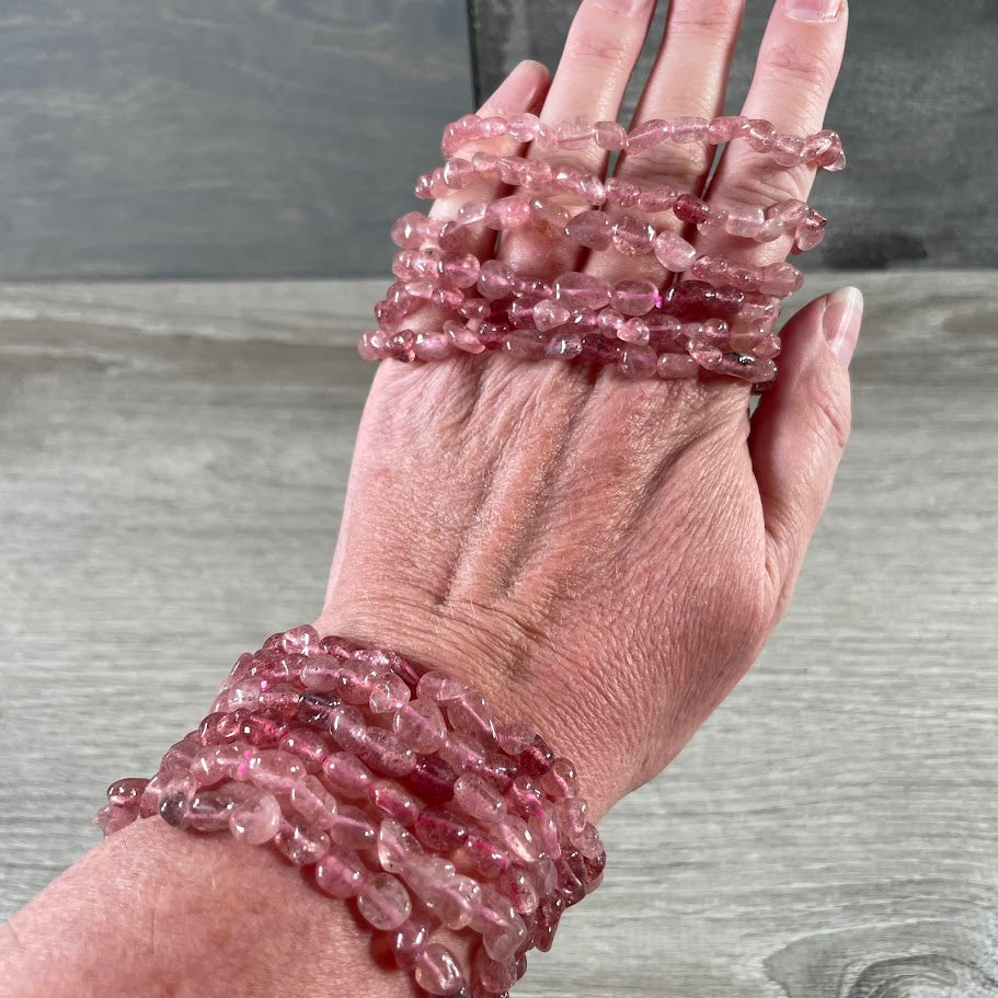 Strawberry quartz crystal nugget bracelets for gift shops