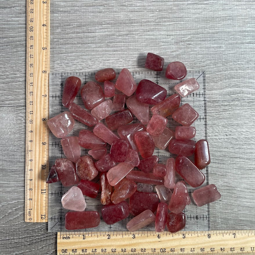 Tumbled Strawberry Quartz Crystals 1 lb – Bulk Polished Stones