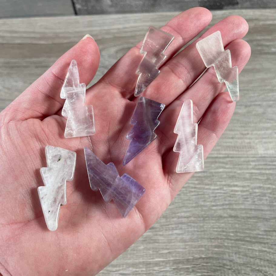 Fluorite crystal lightning bolt, small shaped stones, wholesale