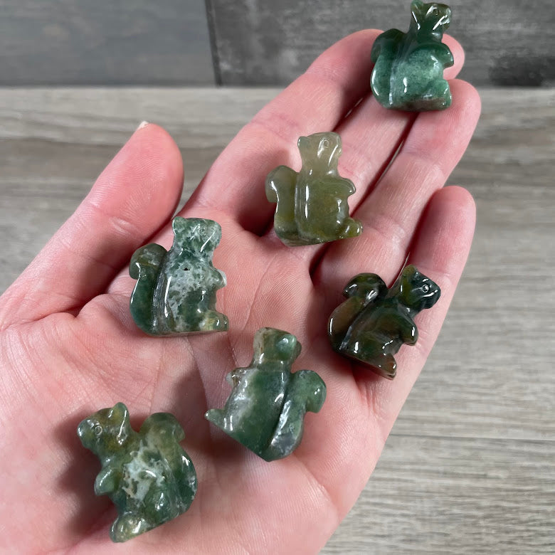 moss agate wholesale small crystal squirrel for metaphysical shops