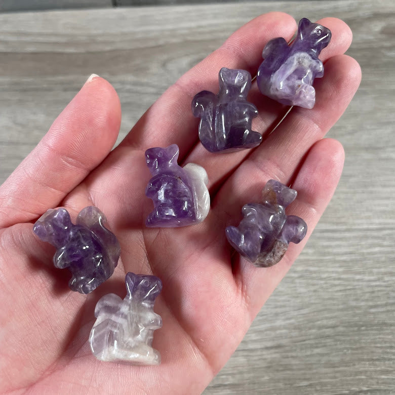 amethyst gemstone animal figurines squirrel shape