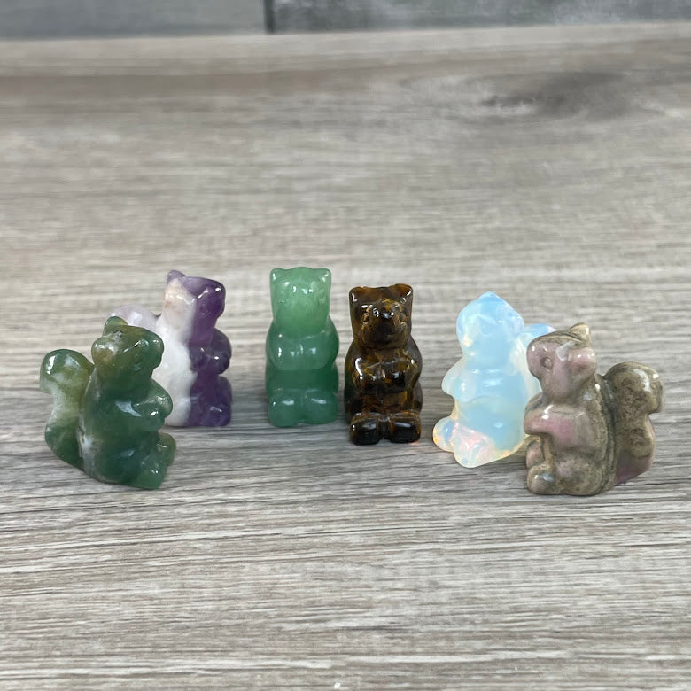 gemstone squirrel carving assortment