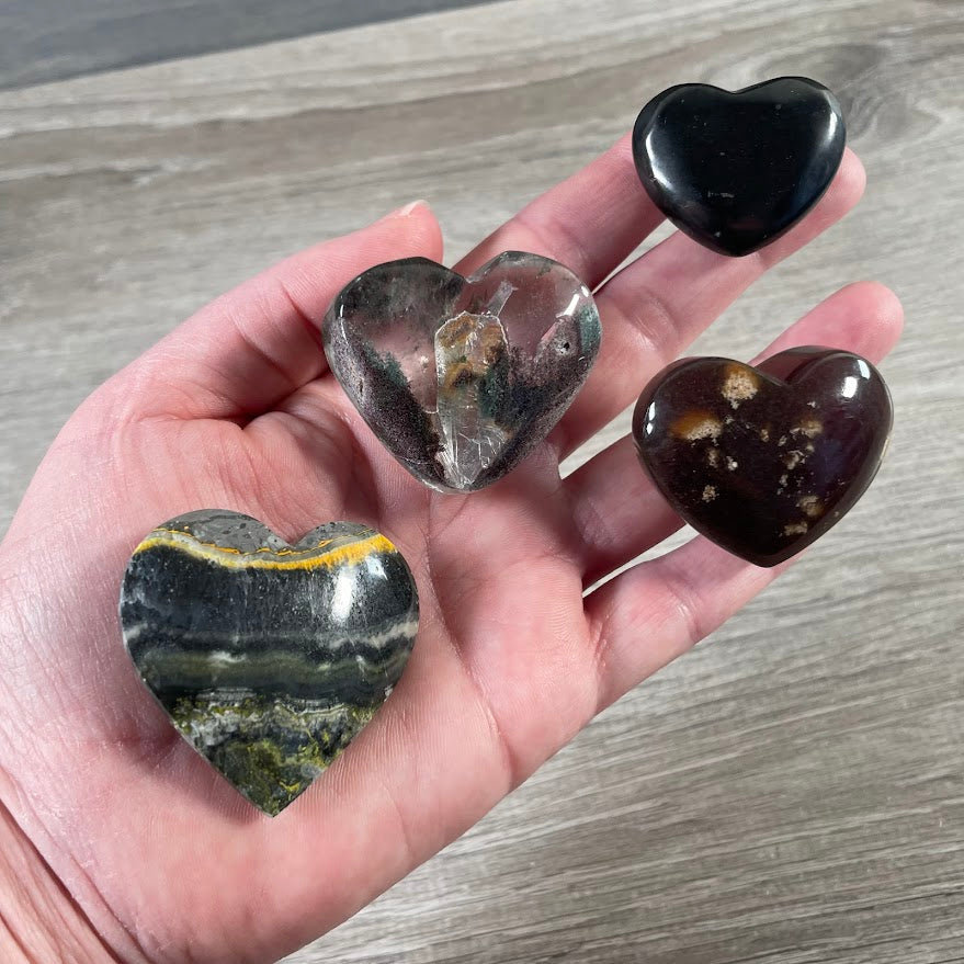 wholesale crystal hearts assorted rare gemstones