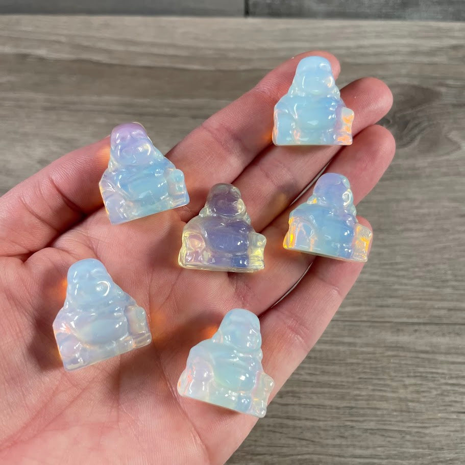 Opalite Mini Buddha figurines made from natural crystals