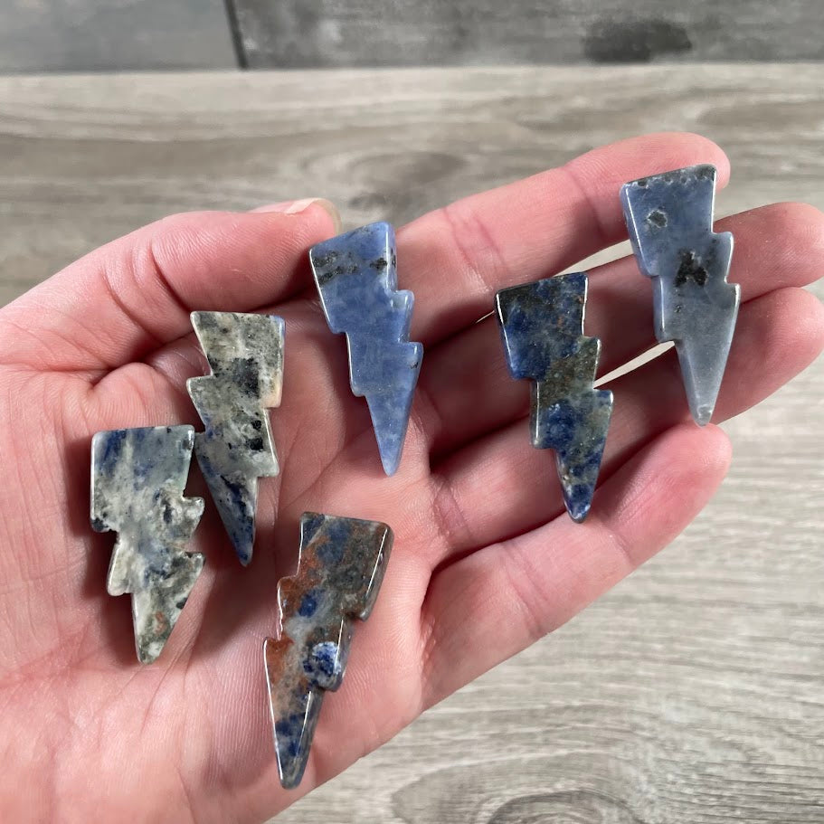 Sodalite lightning bolt crystal carvings for gift shops