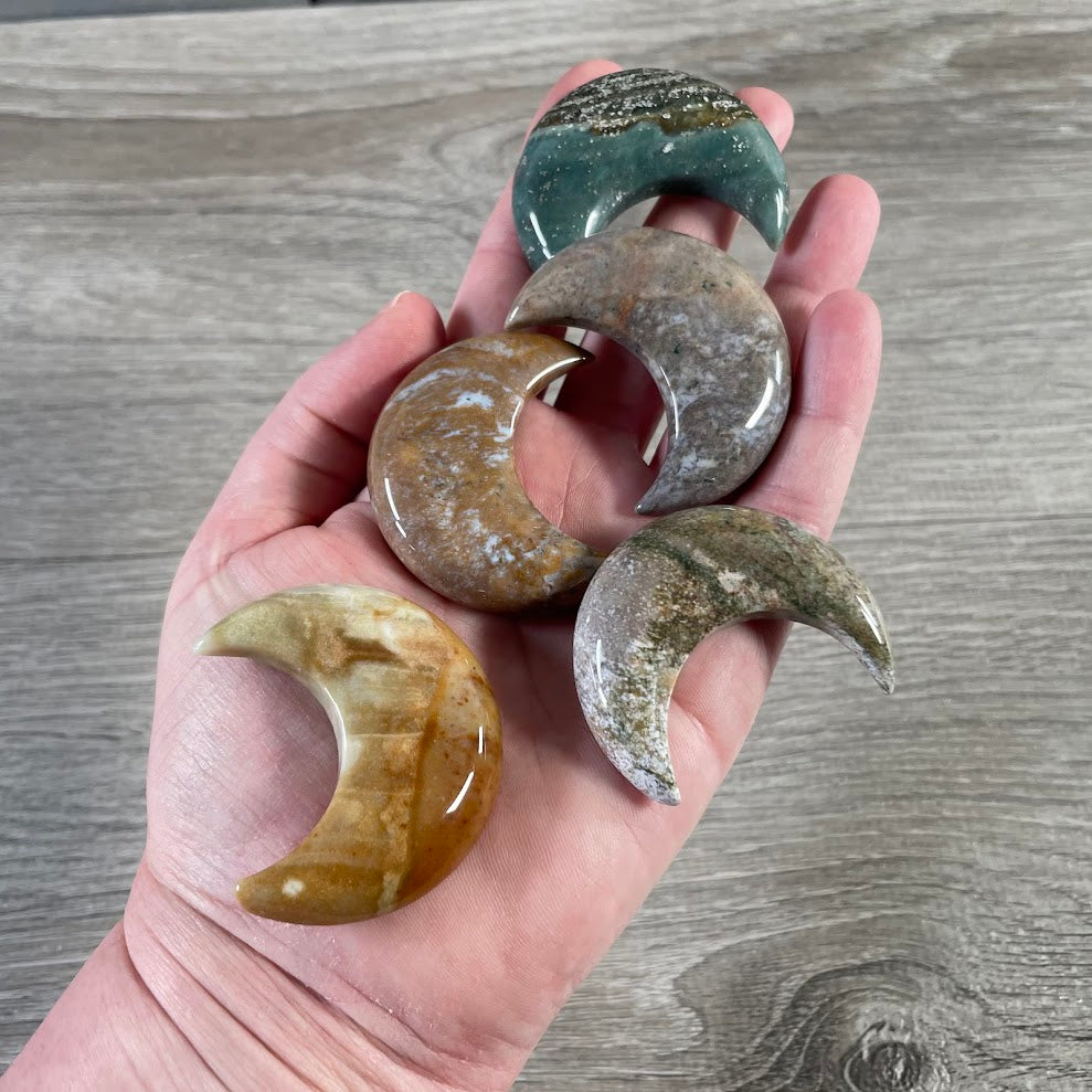 polished crystal moon shape healing stones