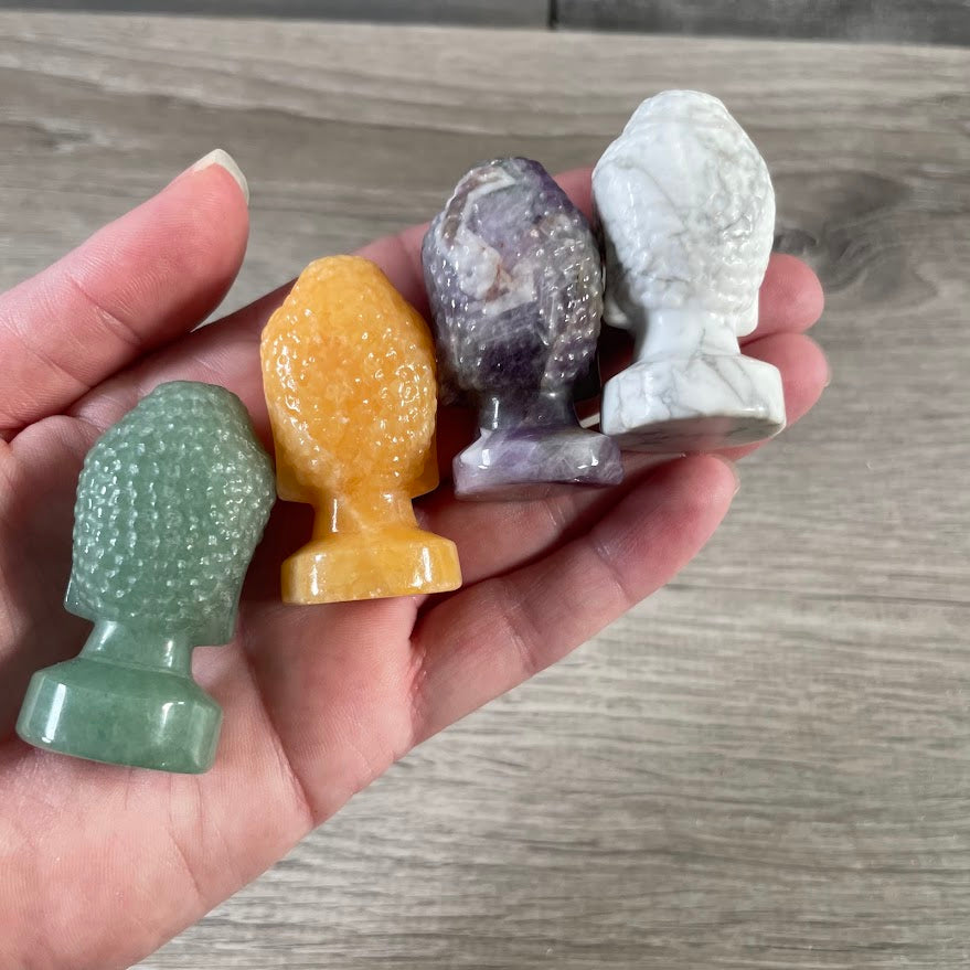 Back of head carved crystal, gemstone figurine
