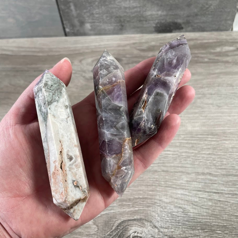 Amethyst double terminated wands bulk crystals for resale