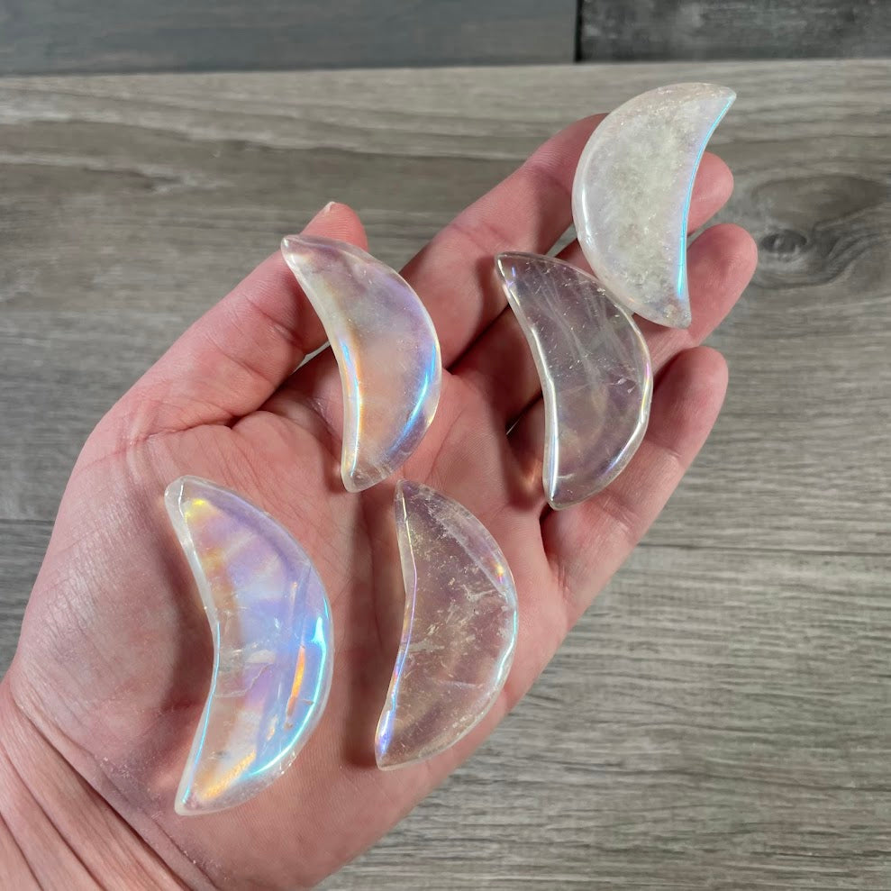 Angel aura treated quartz crescent shaped moon bulk orders
