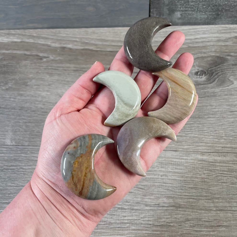 natural crystal crescent moon for altar decor