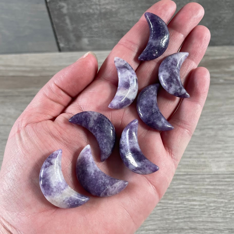 Gemstone Moons Assorted  – 1 Inch Crescent Moon Carvings