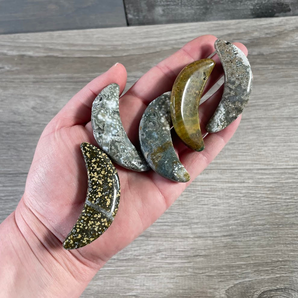 Ocean jasper healing crystals moon shape