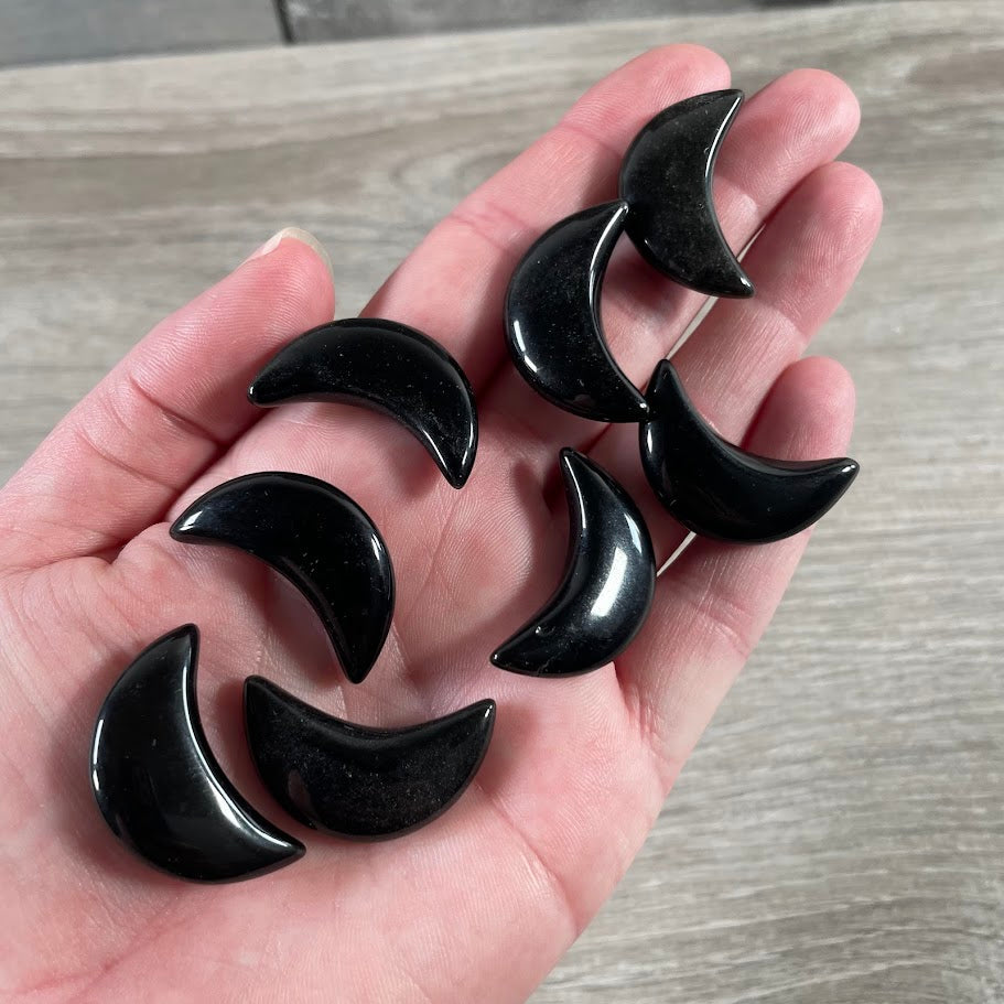 Gemstone Moons Assorted  – 1 Inch Crescent Moon Carvings