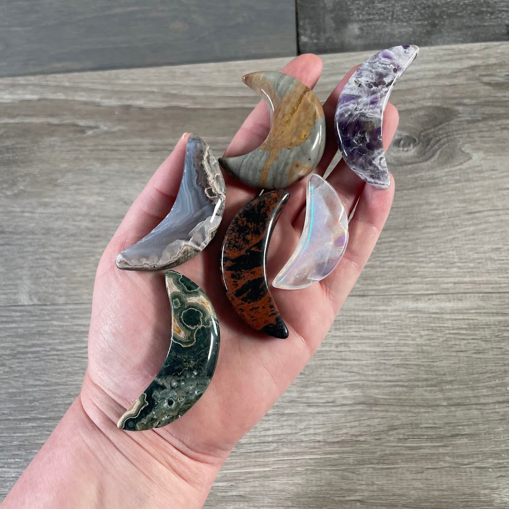 assorted gemstone crescent moon wholesale crystals