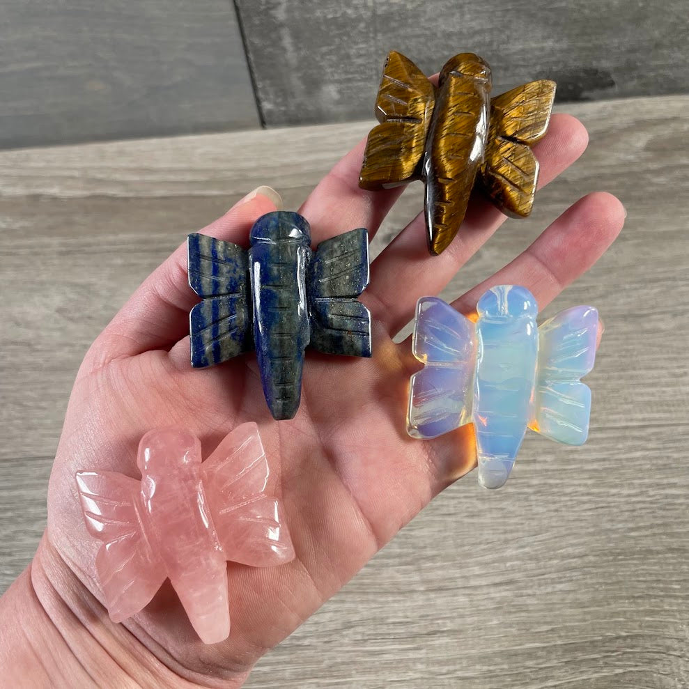 Gemstone dragonfly carving for crystal shop buyers