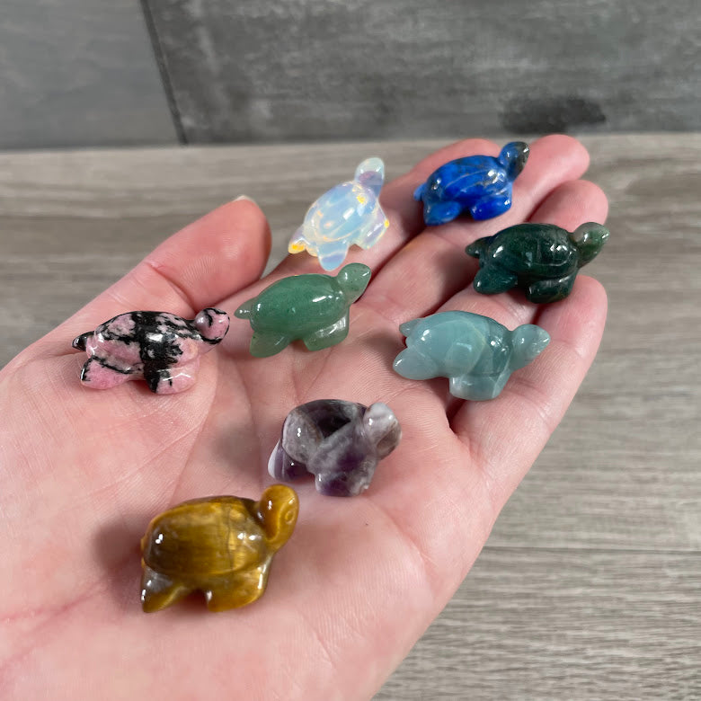 Sea turtle in assorted crystals with natural variations in color and texture