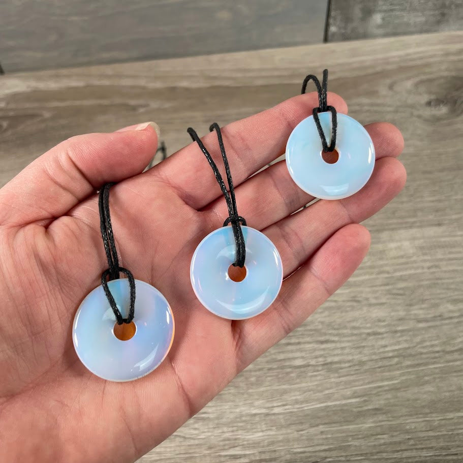 round gemstone donut pendant 30mm wholesale for resale opalite