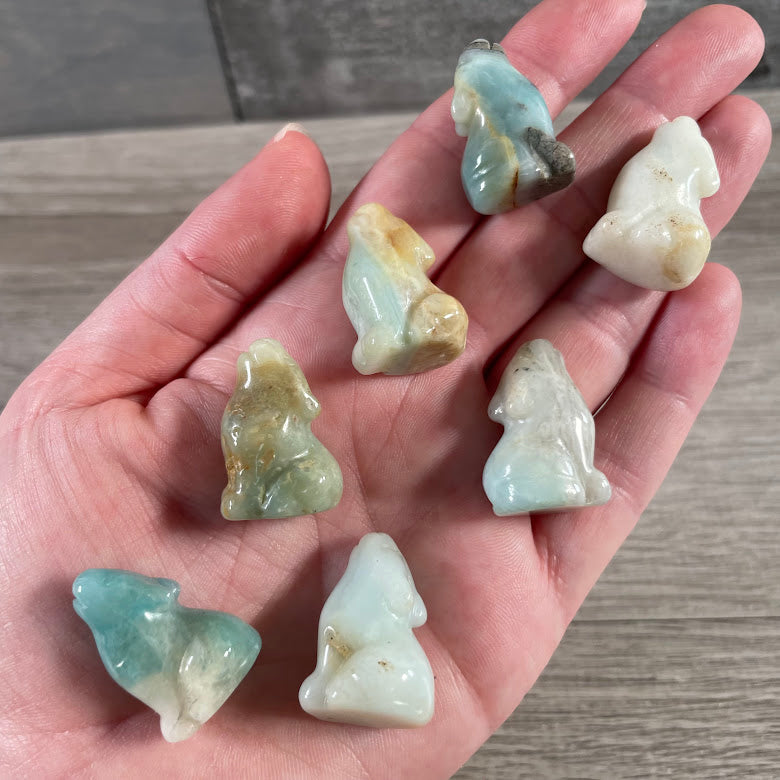 amazonite metaphysical animal carving coyote