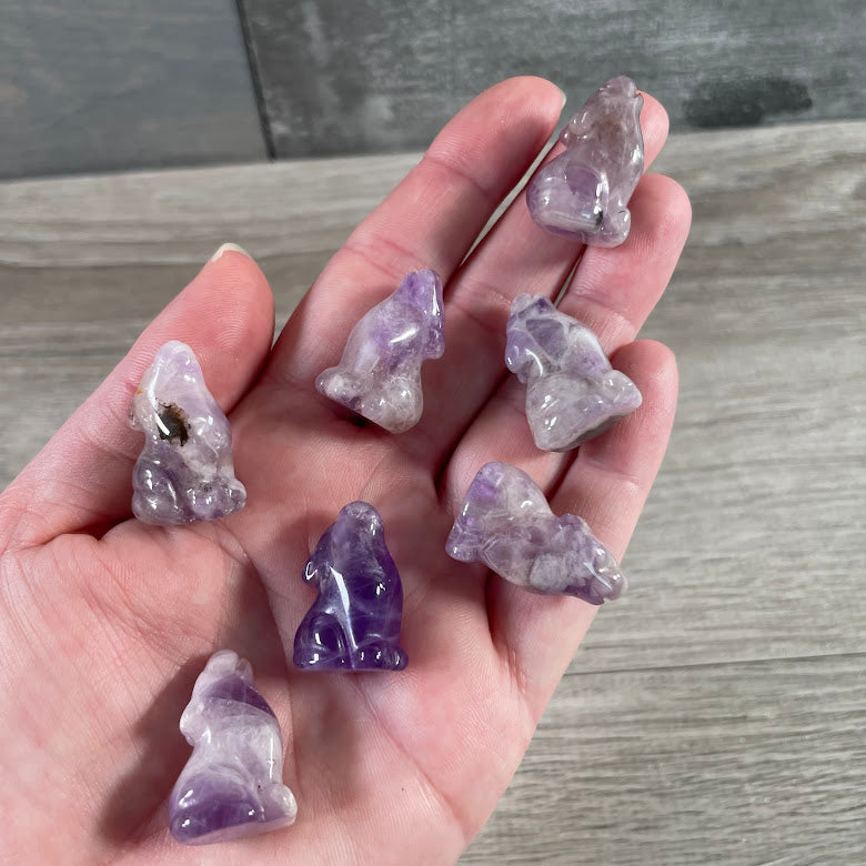 amethyst crystal coyote figurine for gift shops