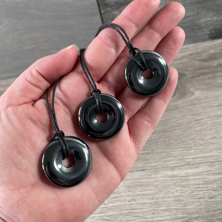 hematite donut shape crystal pendant 30mm jewelry supply wholesale