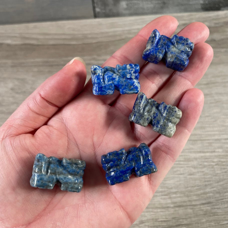 lapis lazuli gemstone dragon carving for metaphysical shop