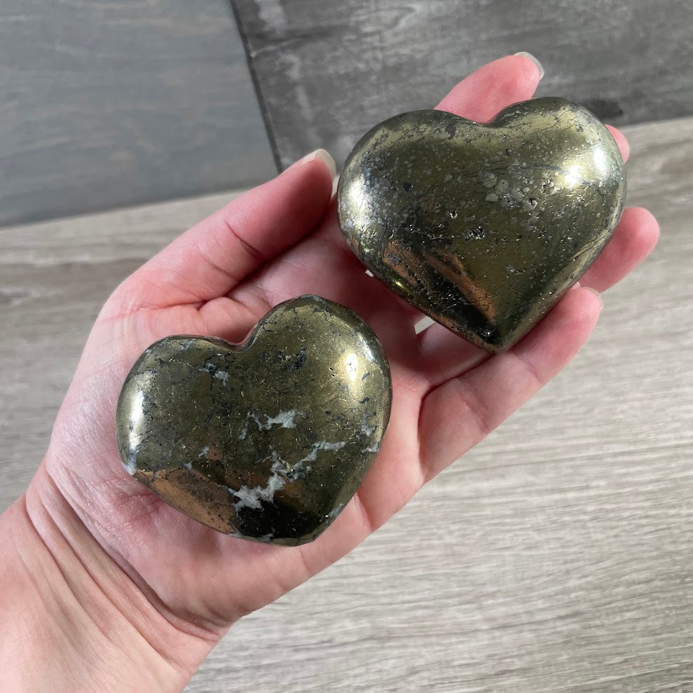 Pyrite Heart Crystals | Wholesale Polished Gemstone Hearts for Gift & Crystal Shops