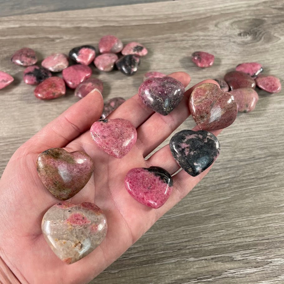 rhodonite heart shaped stones