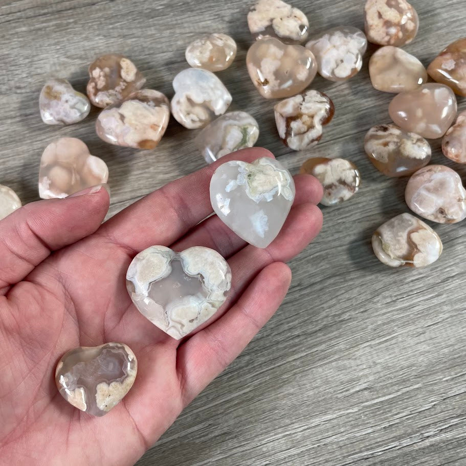 Flower agate bulk gemstone hearts