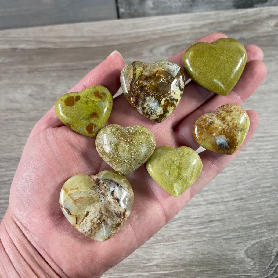 Green Opal metaphysical shop crystals - hearts
