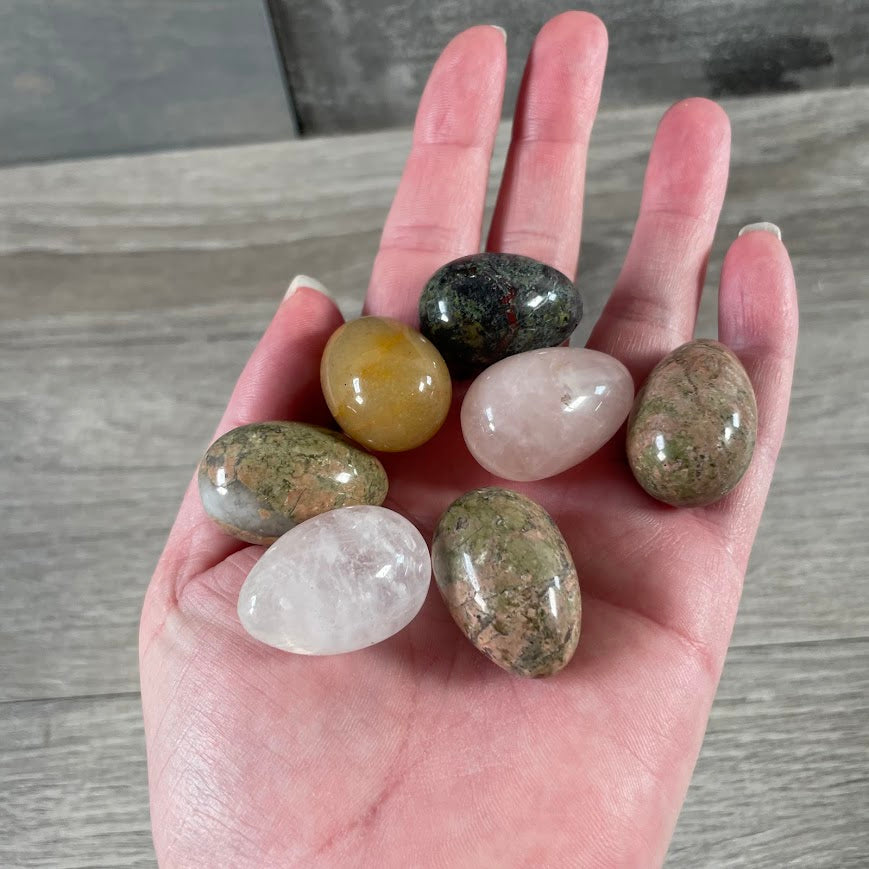 Metaphysical small gemstone eggs variety